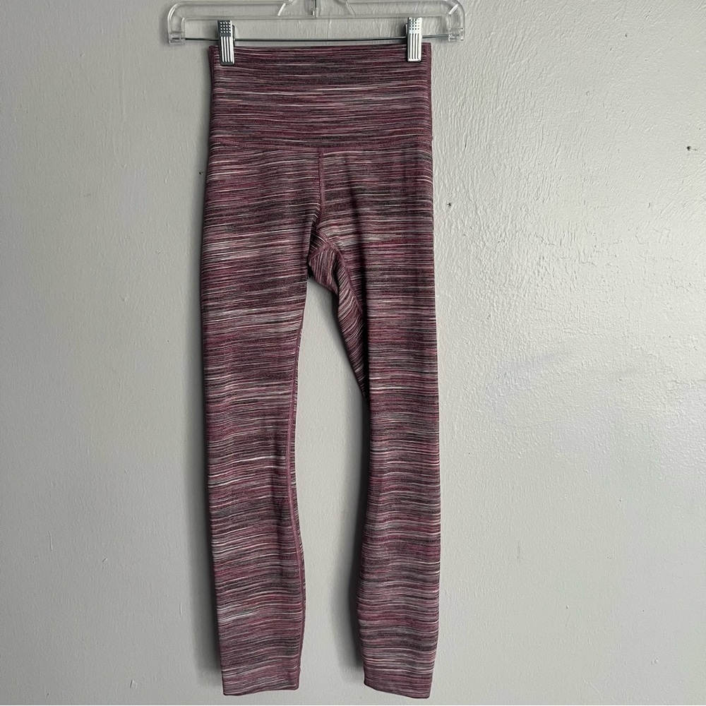 Lululemon Wunder High Rise Under Edged Stripe Active Ruby Leggings Size 2 - Picture 11 of 11